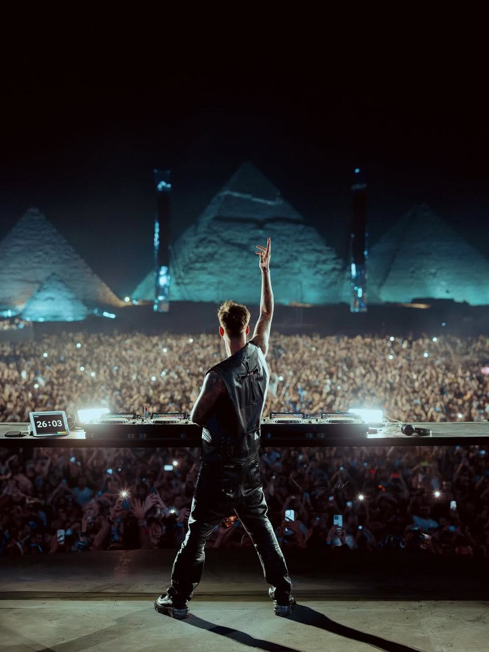 Anyma performing in front of the Pyramids of Giza