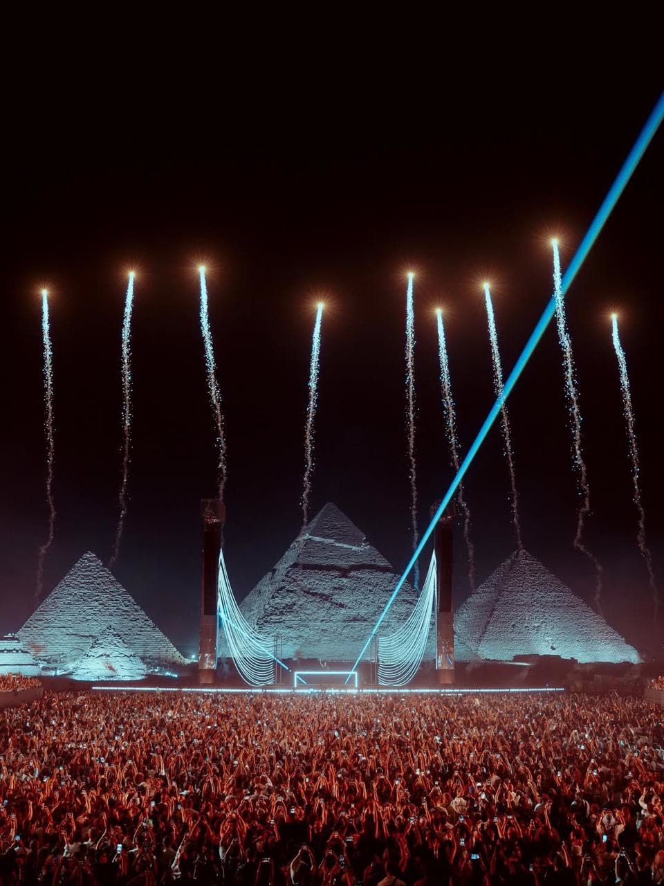 Fireworks and lasers over the Pyramids