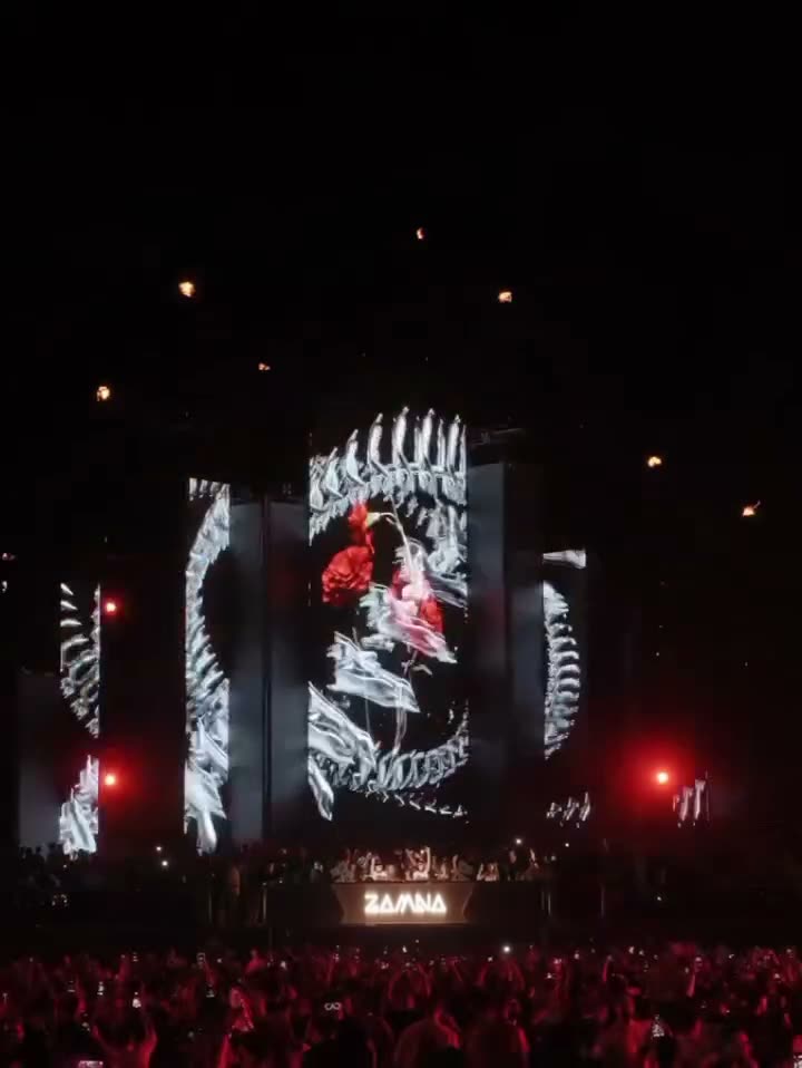 Zamna festival stage with skull visuals